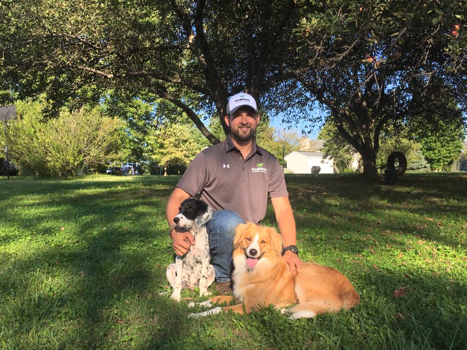 Ryder the Border Collie mix with Dad and dog sister