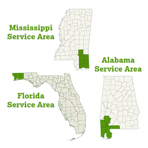 DogWatch of the Gulf Coast service area map