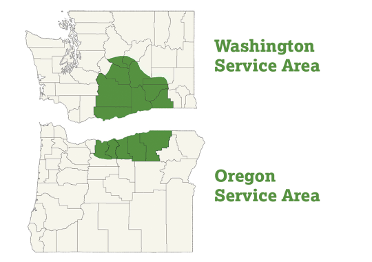 DogWatch of the Columbia Basin service area map