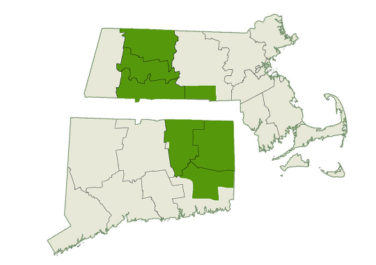 DogWatch East CT & West MA service area map