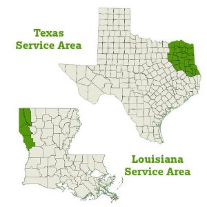East Texas DogWatch service area map