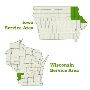 DogWatch of Northeast Iowa service area map