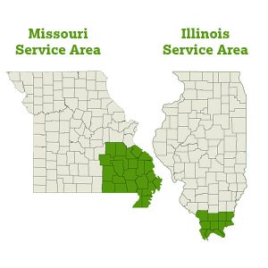 DogWatch of Southeast Missouri service area map