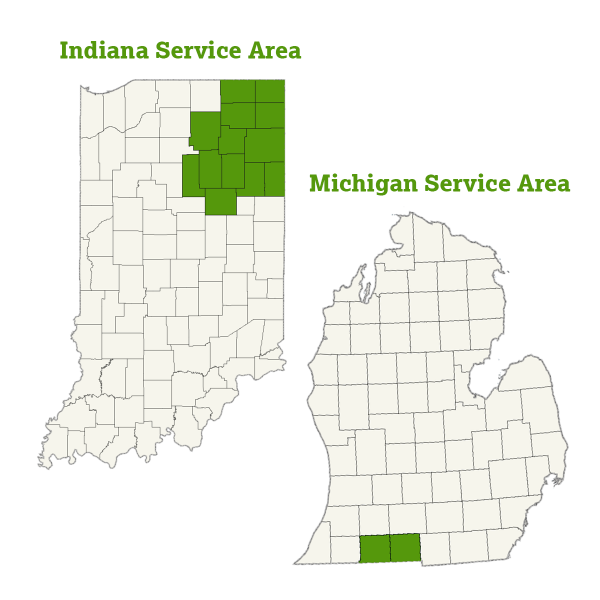 DogWatch of Northeast Indiana service area map